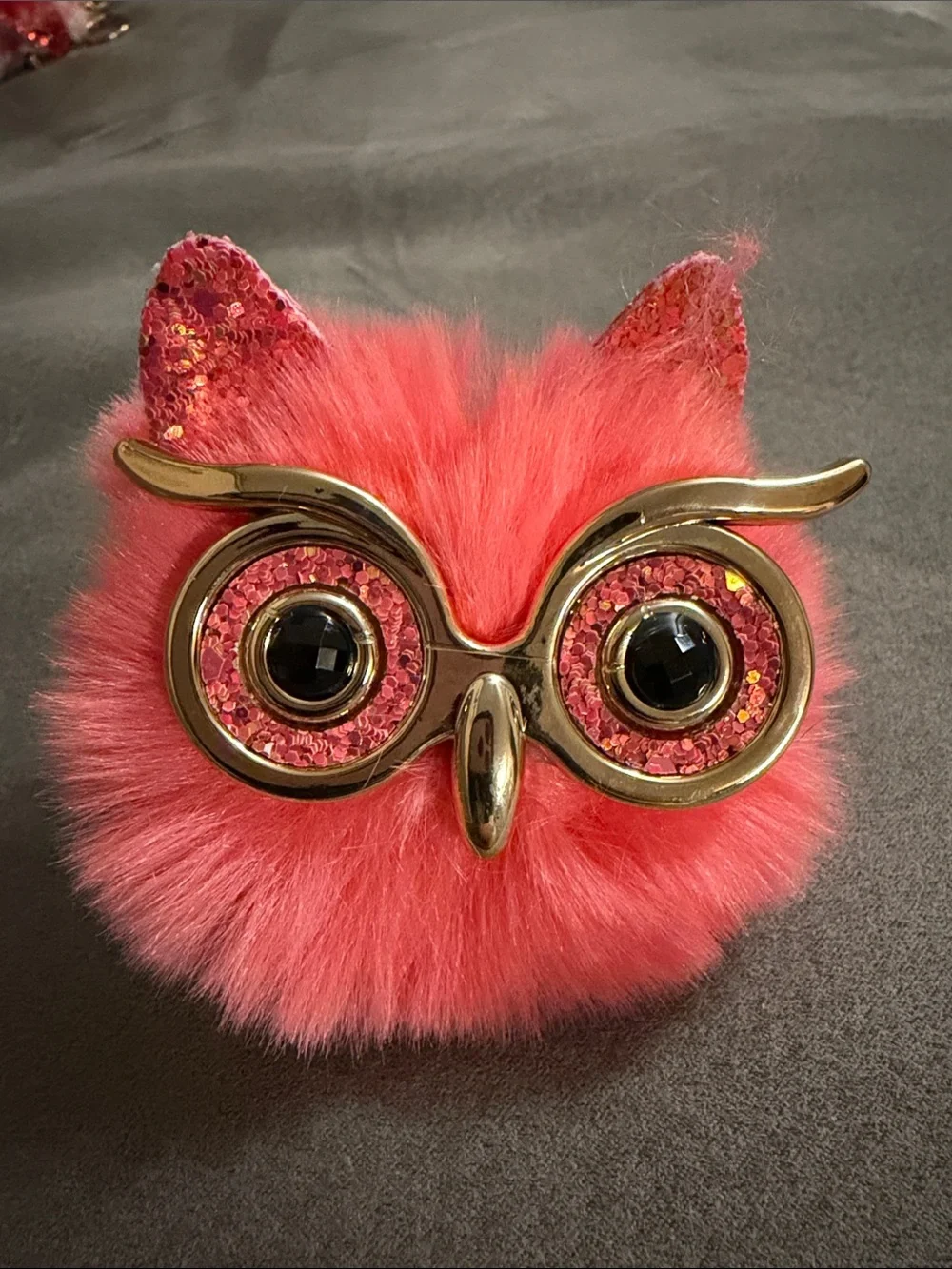 Faux Fur Owl Keychain Charm - Multicolor Options B 25